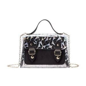 Geometric Black and Silver Handbag